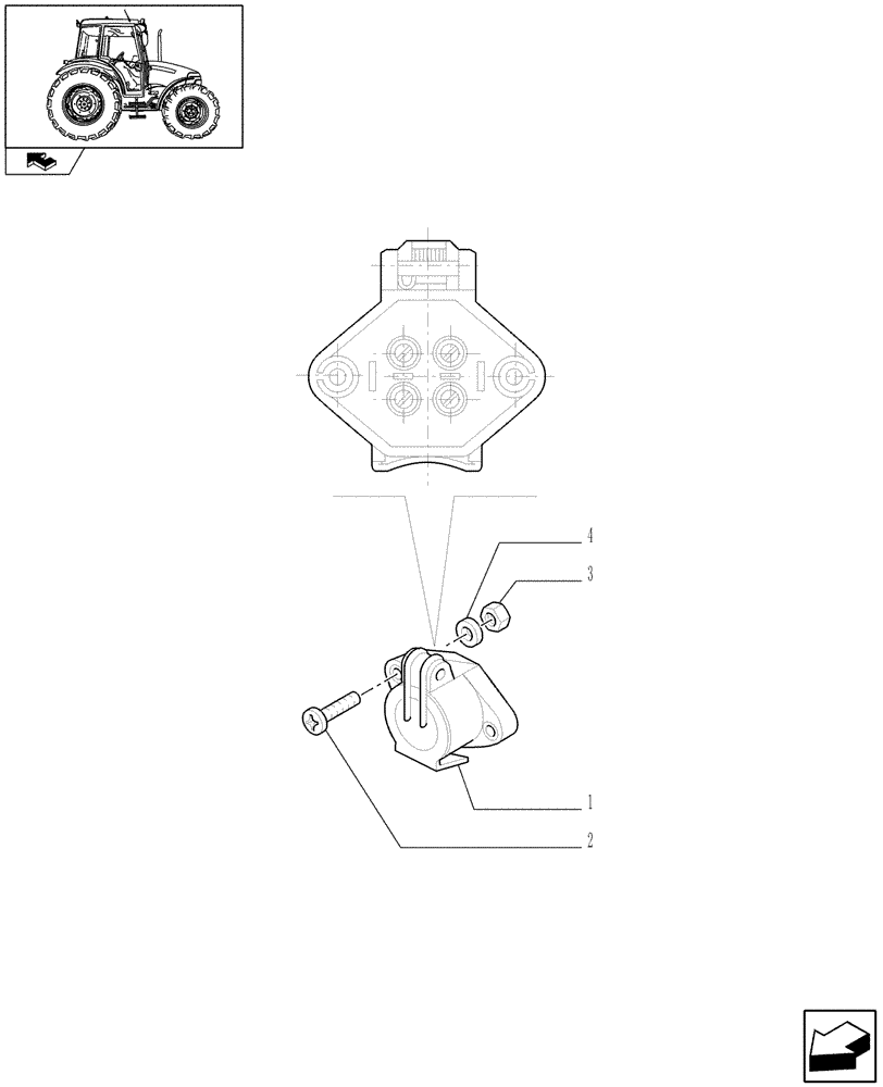 Схема запчастей Case IH FARMALL 60 - (1.75.0/02) - POWER OUTLET, ISO STANDARD 40A 4-PINS (VAR.335394) (06) - ELECTRICAL SYSTEMS