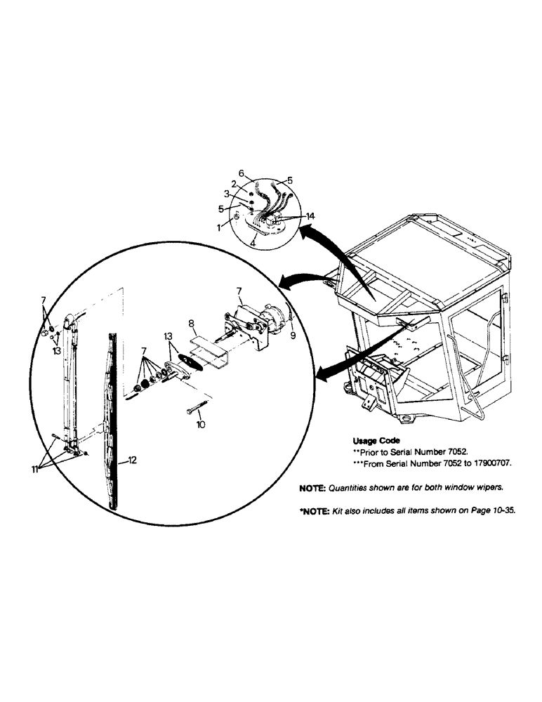 Схема запчастей Case IH STEIGER - (10-32) - FRONT SIDE WIPER AND MOUNTING Options & Miscellaneous