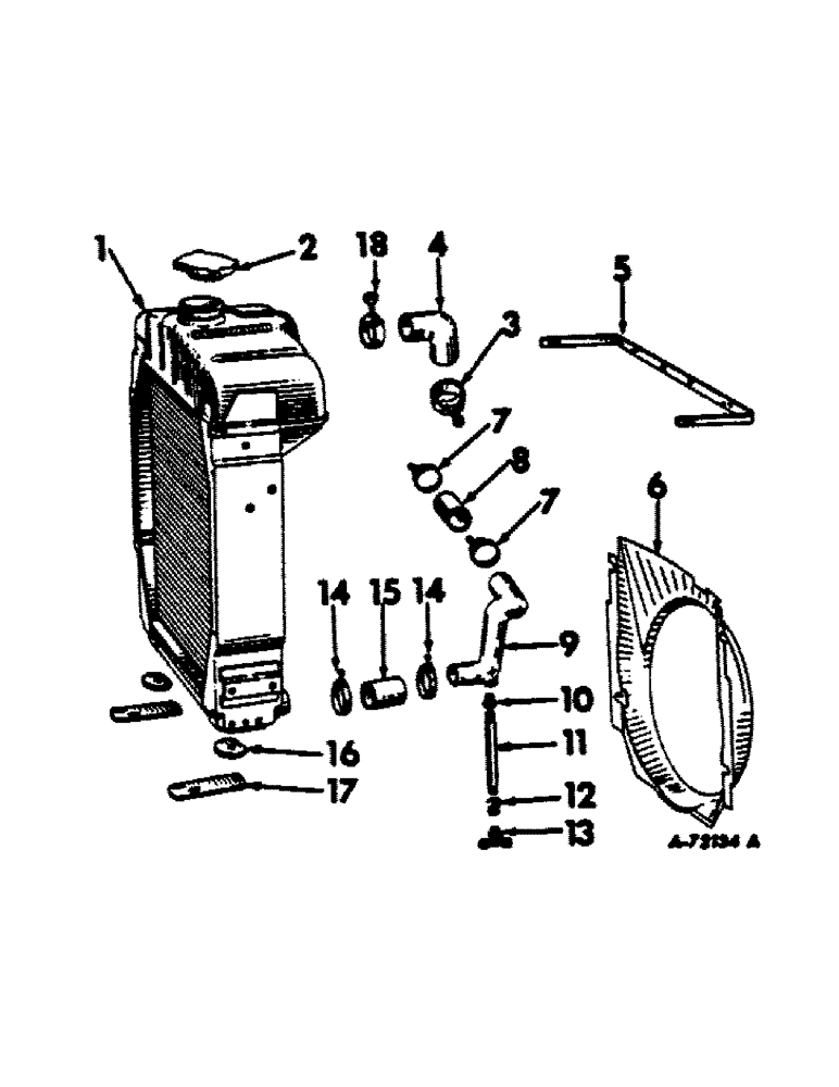 Схема запчастей Case IH 504 - (070) - COOLING SYSTEM, RADIATOR AND CONNECTIONS, INTERNATIONAL TRACTORS COOLING SYSTEM