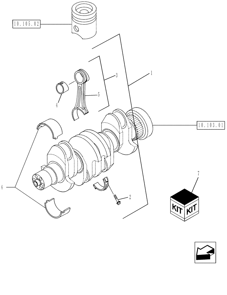 Схема запчастей Case IH P70 - (10.105.01) - CONNECTING ROD (10) - ENGINE