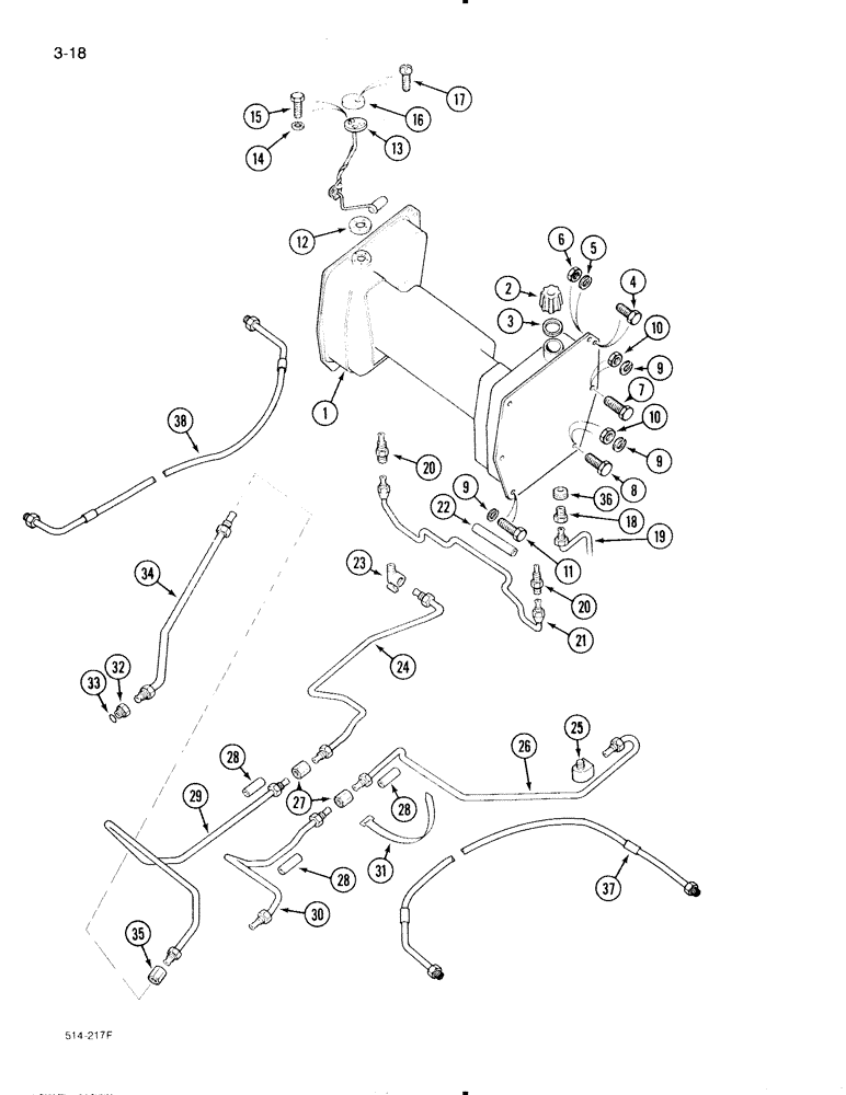 Схема запчастей Case IH 695 - (3-18) - FUEL TANK AND FUEL LINES, TRACTOR WITHOUT CAB (03) - FUEL SYSTEM