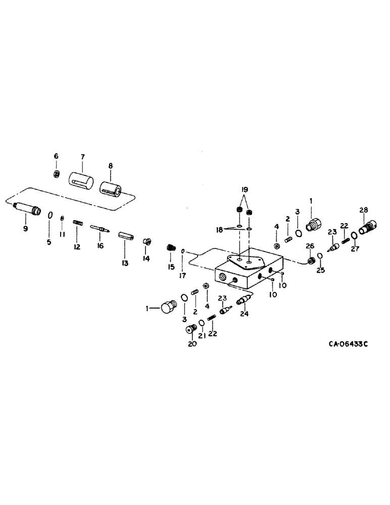 Схема запчастей Case IH 1460 - (10-57) - HYDRAULICS, DOUBLE PILOTED VALVE, S/N 22001 AND ABOVE, UNLOADER SWING (07) - HYDRAULICS