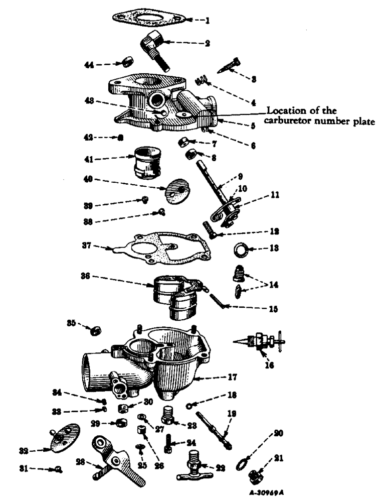 Схема запчастей Case IH SUPER AV - (052) - ENGINE, CARBURETOR, ZENITH MODEL, 67 X 7 (01) - ENGINE