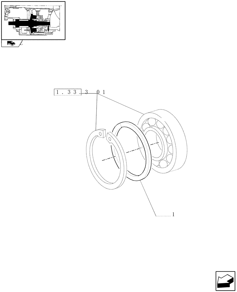 Схема запчастей Case IH PUMA 125 - (1.33.3[03]) - 4WD ENGAGEMENT CLUTCH CONTROL - SHIMS (04) - FRONT AXLE & STEERING