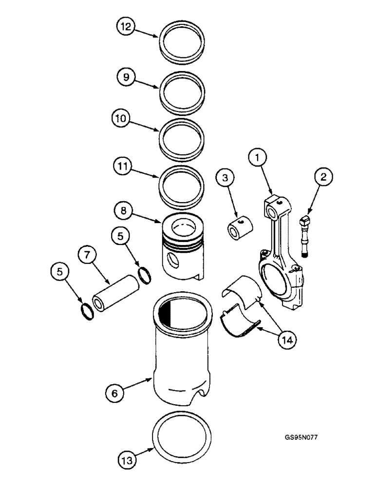 Схема запчастей Case IH D-310 - (5-028) - CONNECTING RODS, PISTONS AND SLEEVES 