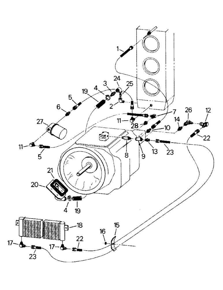 Схема запчастей Case IH KM-280 - (04-43) - TRANSFER CASE AND TRANSMISSION COOLING SYSTEM (04) - Drive Train