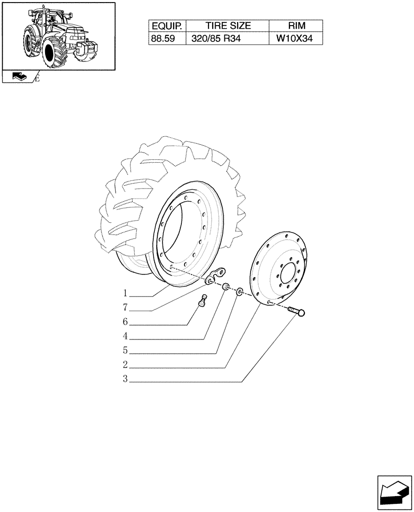 Схема запчастей Case IH PUMA 125 - (82.00[03]) - FRONT WHEELS (11) - WHEELS/TRACKS