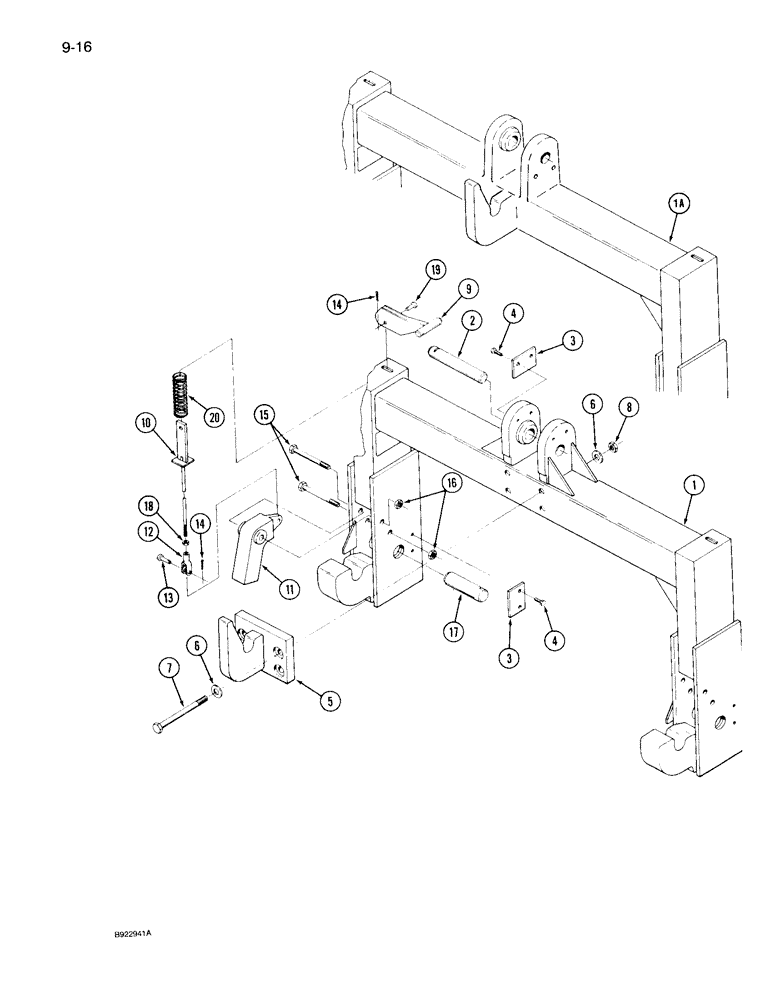 Схема запчастей Case IH 7110 - (9-016) - QUICK HITCH COUPLER, CATEGORY III, IF EQUIPPED (09) - CHASSIS/ATTACHMENTS