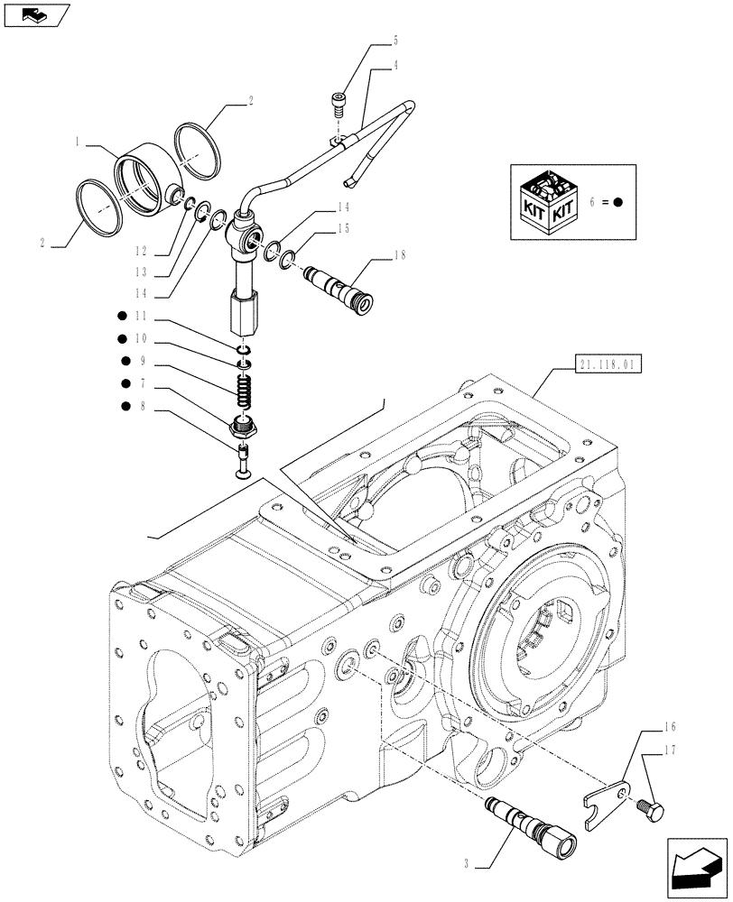 Схема запчастей Case IH FARMALL 75C - (21.100.01[01]) - TRANSMISSION LUBRICATION SYSTEM - PIPE AND MANIFOLD - L/CAB (21) - TRANSMISSION