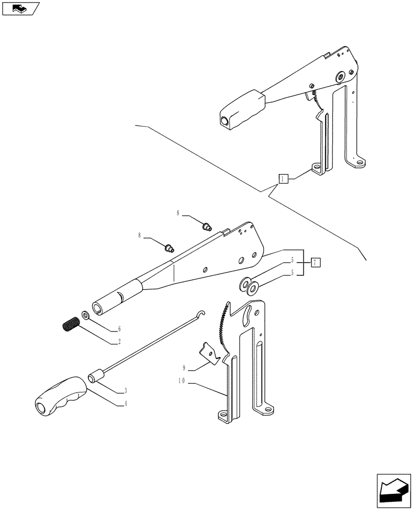 Схема запчастей Case IH PUMA 200 - (33.110.0201[02]) - HANDBRAKE LEVER - BREAKDOWN (VAR.728127-743334 / 743602) (33) - BRAKES & CONTROLS