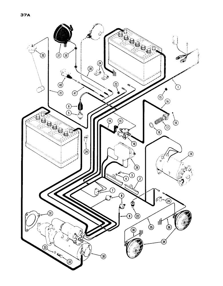 Схема запчастей Case IH 1030 - (037A) - ELECTRICAL EQUIPMENT AND WIRING, USED WITH CAB (04) - ELECTRICAL SYSTEMS