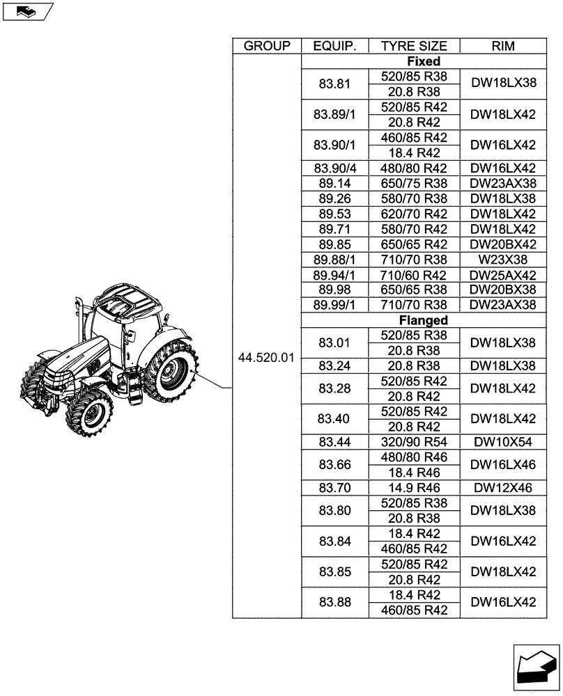Схема запчастей Case IH PUMA 185 - (44.000.00[02]) - PICTORIAL INDEX - AXLE AND WHEELS (44) - WHEELS
