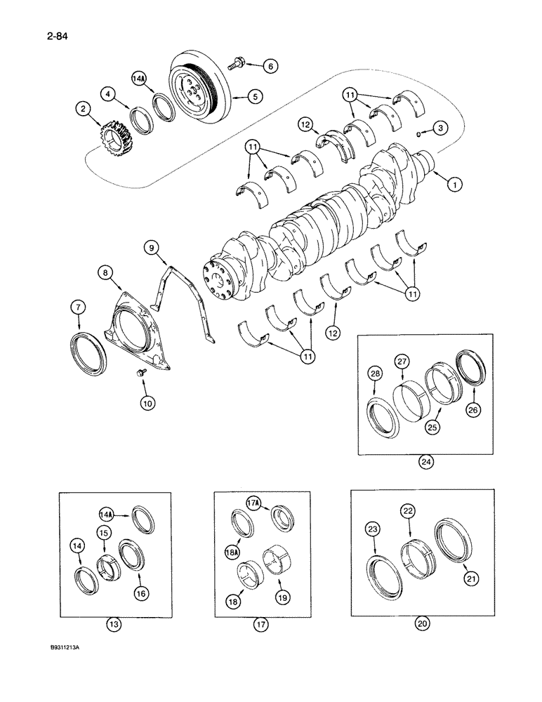 Схема запчастей Case IH 7140 - (2-084) - CRANKSHAFT, 6T-830 ENGINE, 6TA-830 ENGINE (02) - ENGINE