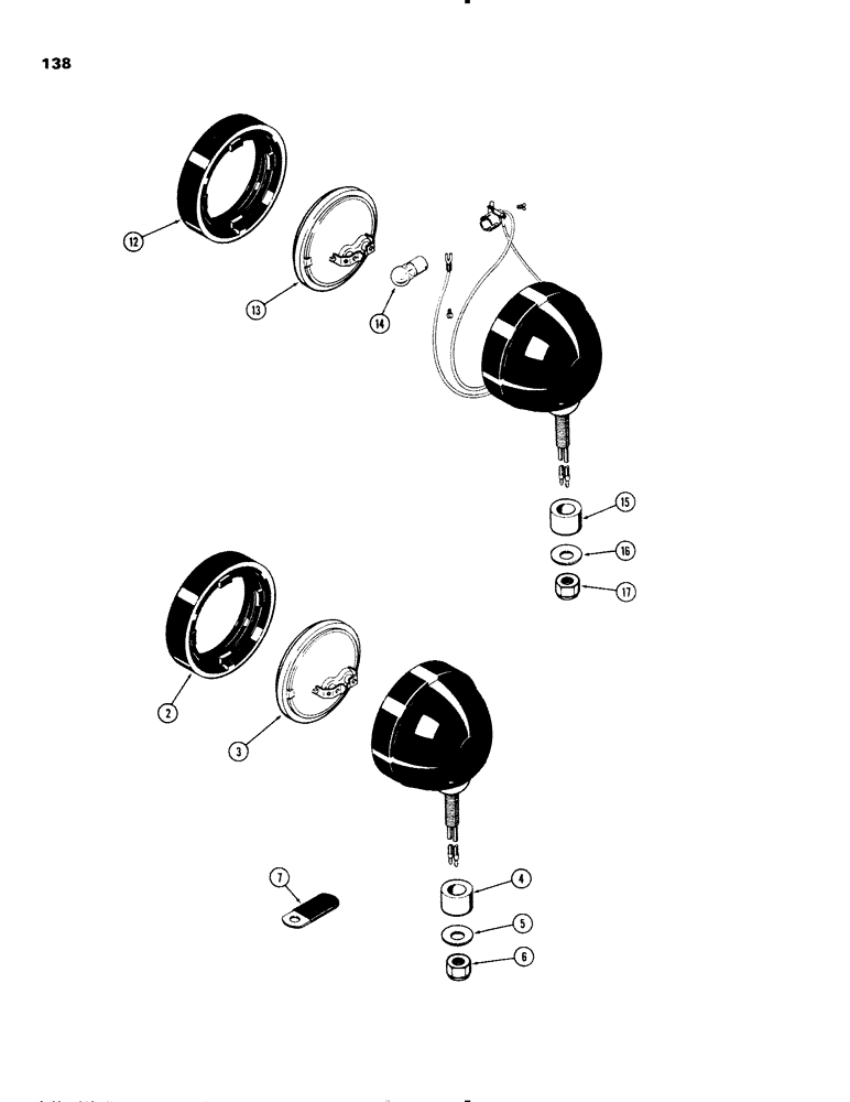 Схема запчастей Case IH 1270 - (138) - REAR FLOOD LAMP (04) - ELECTRICAL SYSTEMS