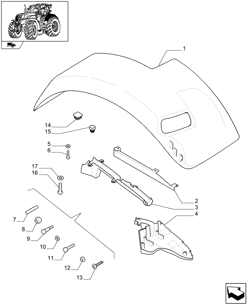 Схема запчастей Case IH PUMA 155 - (1.92.5/01[01]) - WIDE REAR FENDERS - FENDERS AND SUPPORTS (VAR.330518-331518) (10) - OPERATORS PLATFORM/CAB