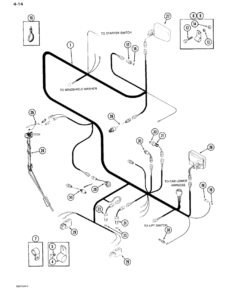 Схема запчастей Case IH 7120 - (4-14) - TRANSMISSION HARNESS, TRANSMISSION SERIAL NUMBER AJB0041225 THROUGH AJB0044914 (04) - ELECTRICAL SYSTEMS