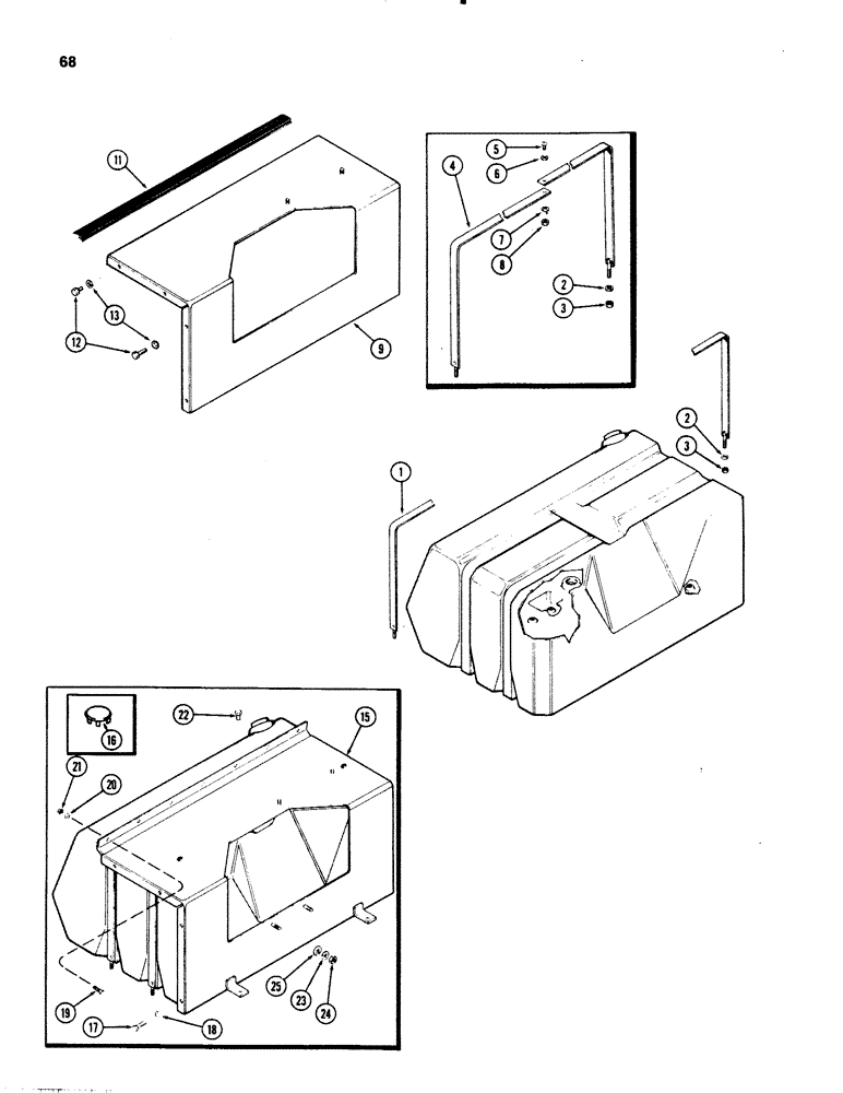 Схема запчастей Case IH 1070 - (0068) - FUEL TANK AND COVERS AND SUPPORTS, 451B DIESEL ENGINE (03) - FUEL SYSTEM