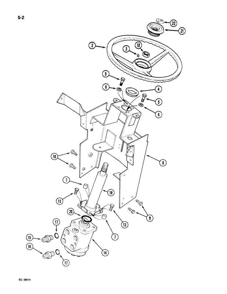 Схема запчастей Case IH 395 - (5-002) - STEERING WHEEL, SUPPORT AND VALVE (05) - STEERING