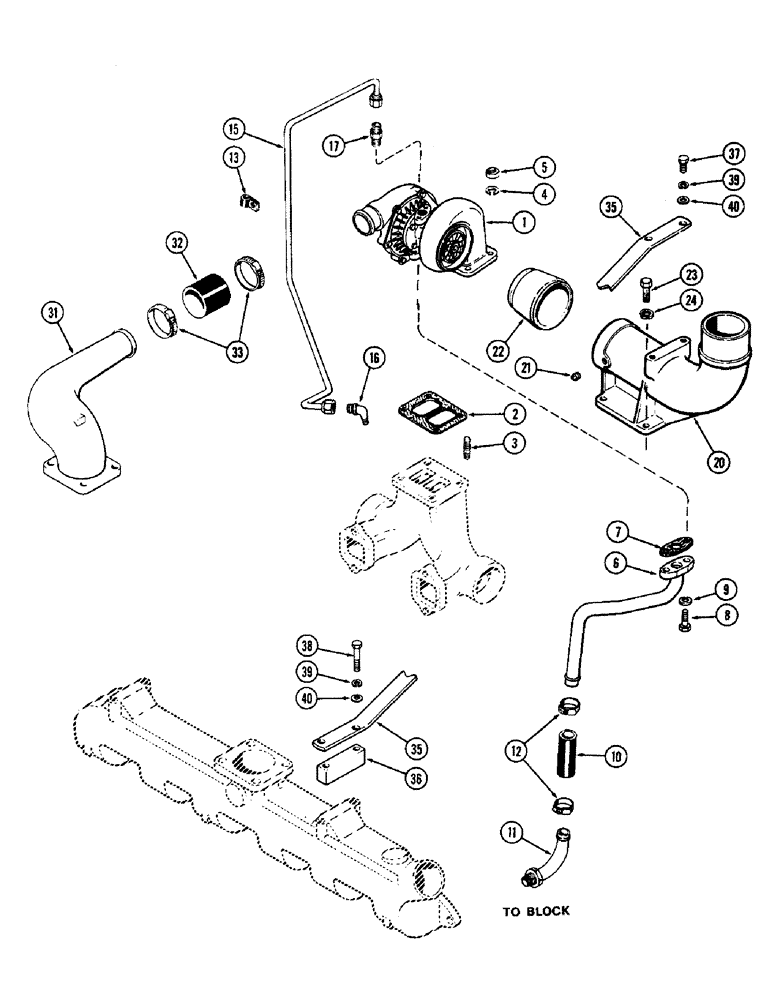 Схема запчастей Case IH 1370 - (022) - TURBO-CHARGER SYSTEM, 504BDT, DIESEL ENGINE (02) - ENGINE