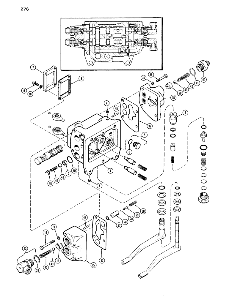 Схема запчастей Case IH 870 - (276) - A42248 AUXILIARY VALVE, WITH 90 DEGREE OUTLET FITTINGS (08) - HYDRAULICS