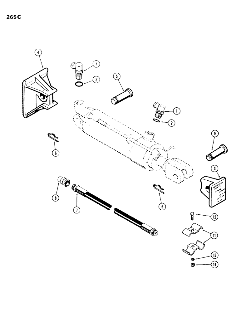 Схема запчастей Case IH 970 - (265C) - HYDRAULIC CYLINDER ATTACHING PARTS (08) - HYDRAULICS