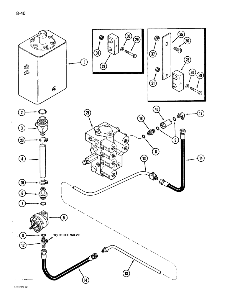 Схема запчастей Case IH 1680 - (8-040) - HEADER LIFT SUPPLY SYSTEM, PRIOR TO P.I.N. JJC0047918 (07) - HYDRAULICS