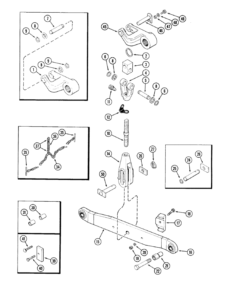 Схема запчастей Case IH 2394 - (9-004) - THREE POINT HITCH, LOWER LIFT LINKS AND DRAFT ARMS (09) - CHASSIS/ATTACHMENTS