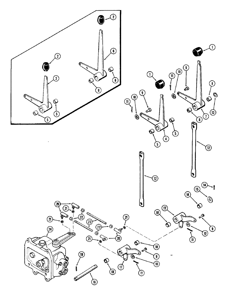 Схема запчастей Case IH 1370 - (316) - LEFT HAND REMOTE HYDRAULIC CONTROLS, USED PRIOR TO P.I.N. 8736001 (08) - HYDRAULICS