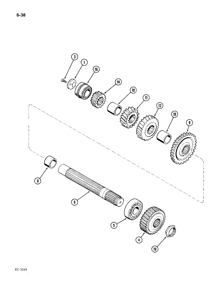 Схема запчастей Case IH 1896 - (6-38) - POWER SHIFT TRANSMISSION, INTERMEDIATE SHAFT (06) - POWER TRAIN