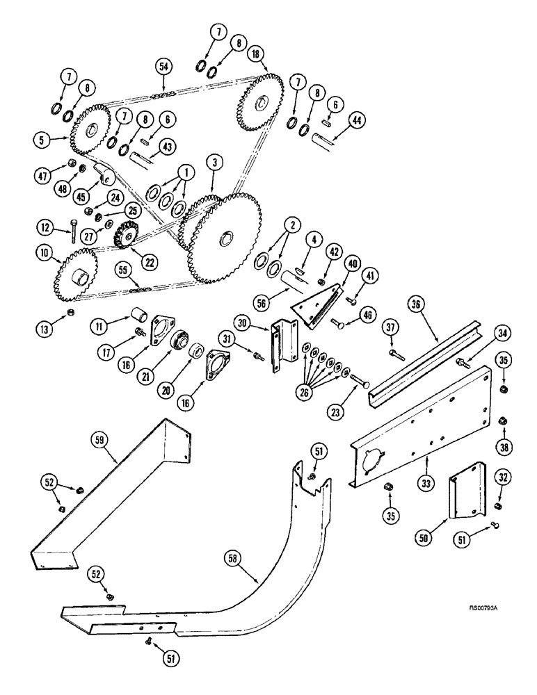 Схема запчастей Case IH 1680 - (9E-14) - UNLOADER, CHAIN DRIVE (17) - GRAIN TANK & UNLOADER