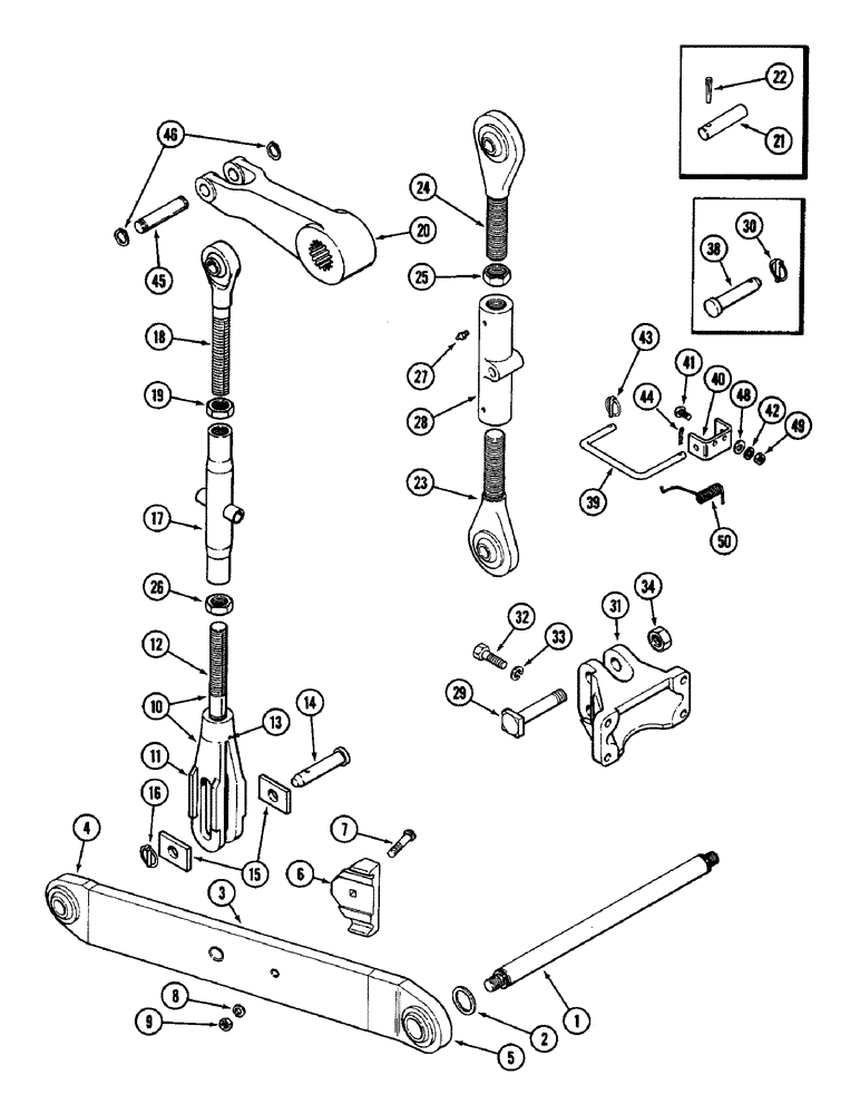 Схема запчастей Case IH 3294 - (9-362) - HITCH DRAFT ARMS AND LIFT LINKS, PRIOR TO P.I.N. 9939634, NF THREAD (09) - CHASSIS/ATTACHMENTS