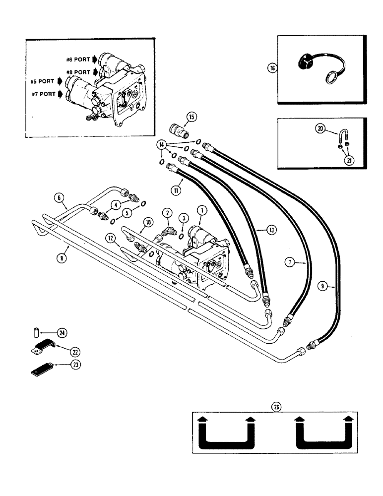 Схема запчастей Case IH 2870 - (280) - REMOTE HYDRAULIC COUPLER CIRCUITRY, WITH TWIN DUAL CONTROL VALVE, USED P.I.N. 8826982 AND AFTER (08) - HYDRAULICS