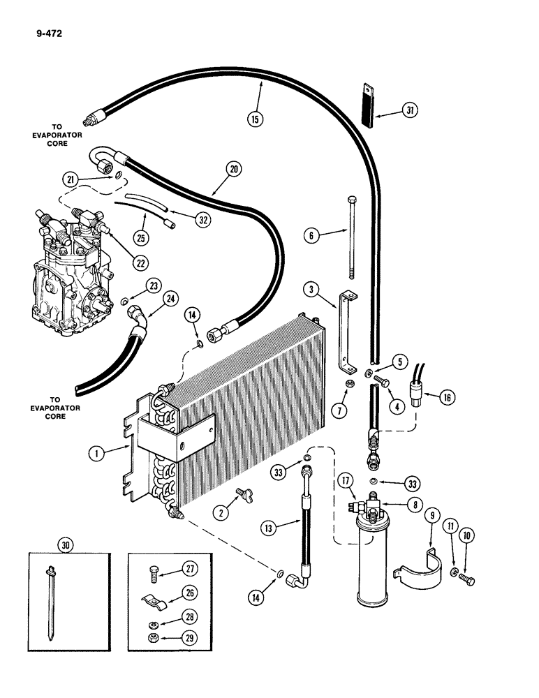 Схема запчастей Case IH 2094 - (9-472) - AIR CONDITIONING, CONDENSER AND RECEIVER, DRIER (09) - CHASSIS/ATTACHMENTS