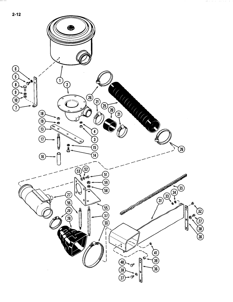 Схема запчастей Case IH 4494 - (2-012) - AIR INDUCTION SYSTEM, 504BDT DIESEL ENGINE (02) - ENGINE