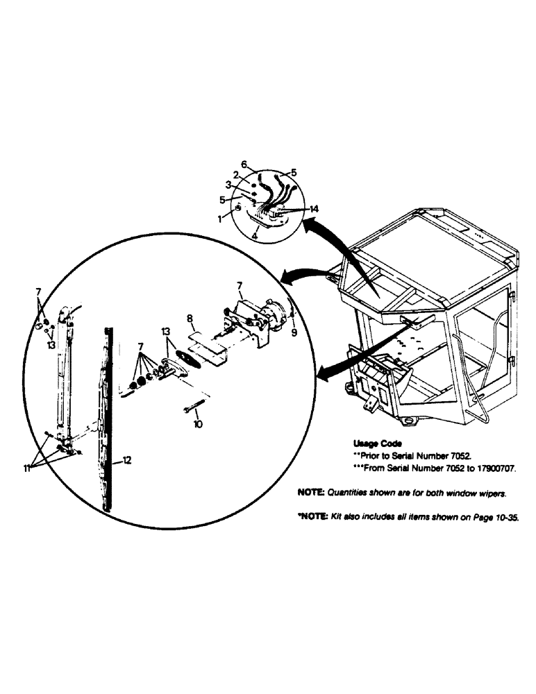 Схема запчастей Case IH 9130 - (10-35) - FRONT SIDE WIPERS AND MOUNTING, PRIOR TO SERIAL NUMBER 17900707 Options & Miscellaneous