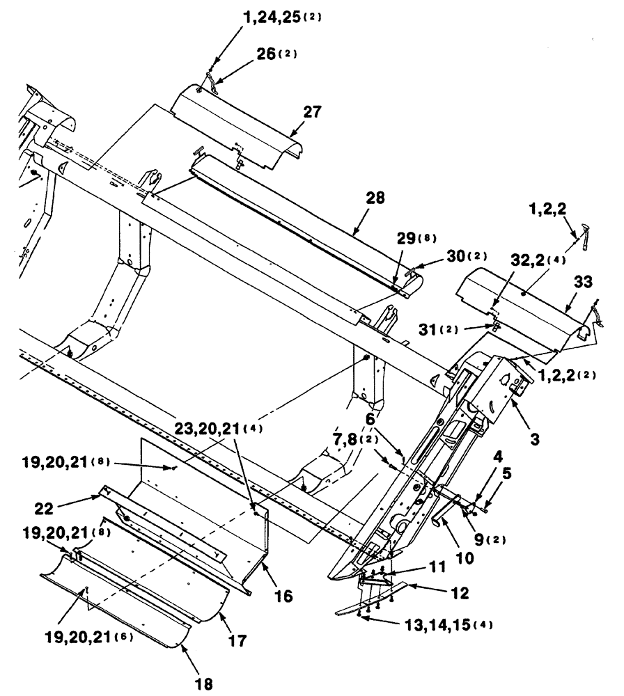 Схема запчастей Case IH 325 - (7-04) - MAINFRAME ASSEMBLY - LEFT (15 FOOT) (58) - ATTACHMENTS/HEADERS