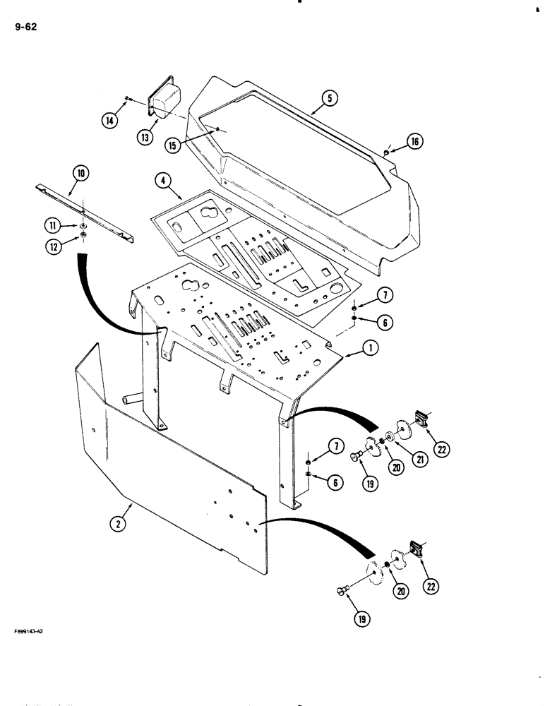 Схема запчастей Case IH 9110 - (9-62) - CONTROL CONSOLE, ROPS (09) - CHASSIS/ATTACHMENTS