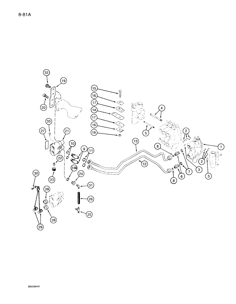 Схема запчастей Case IH 7140 - (8-081A) - FOURTH CIRCUIT REMOTE HYDRAULICS, TRANSMISSION S/N AJB0060500 AND AFTER (08) - HYDRAULICS