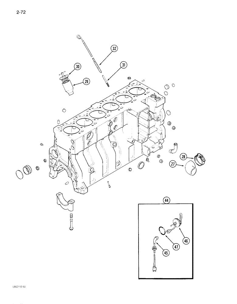 Схема запчастей Case IH 1844 - (2-72) - CYLINDER BLOCK 6TA-830 ENGINE WITH TWELVE PISTON COOLING NOZZLES) (01) - ENGINE