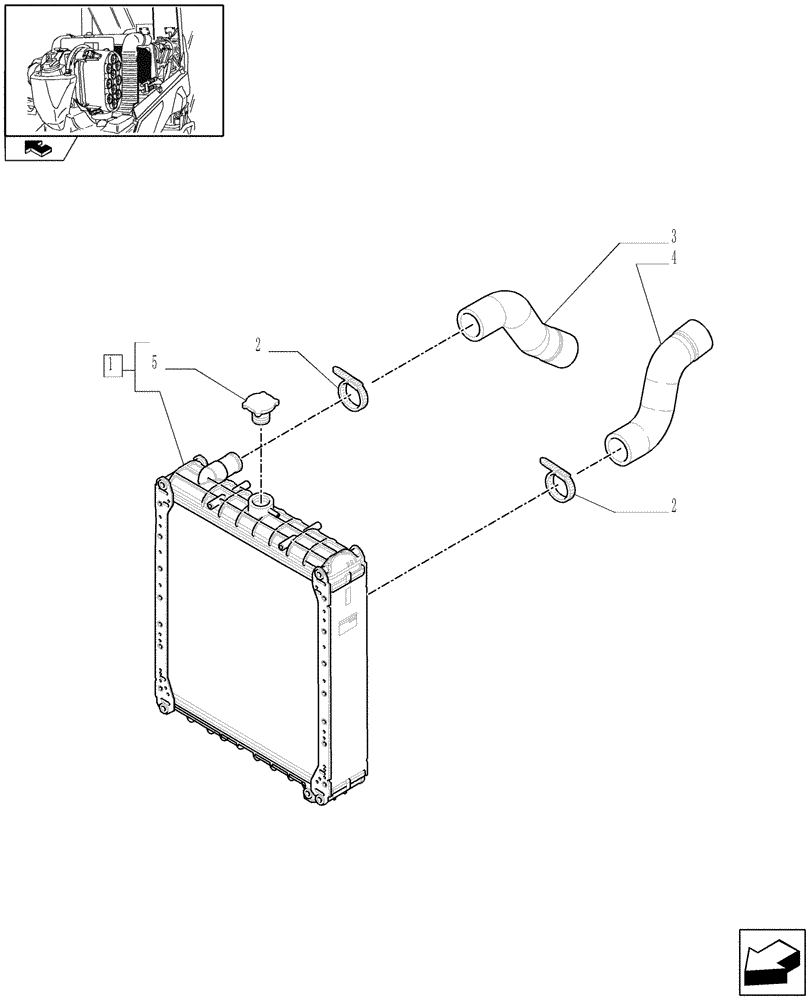 Схема запчастей Case IH FARMALL 75N - (1.17.0[02]) - RADIATOR AND PIPES (02) - ENGINE EQUIPMENT