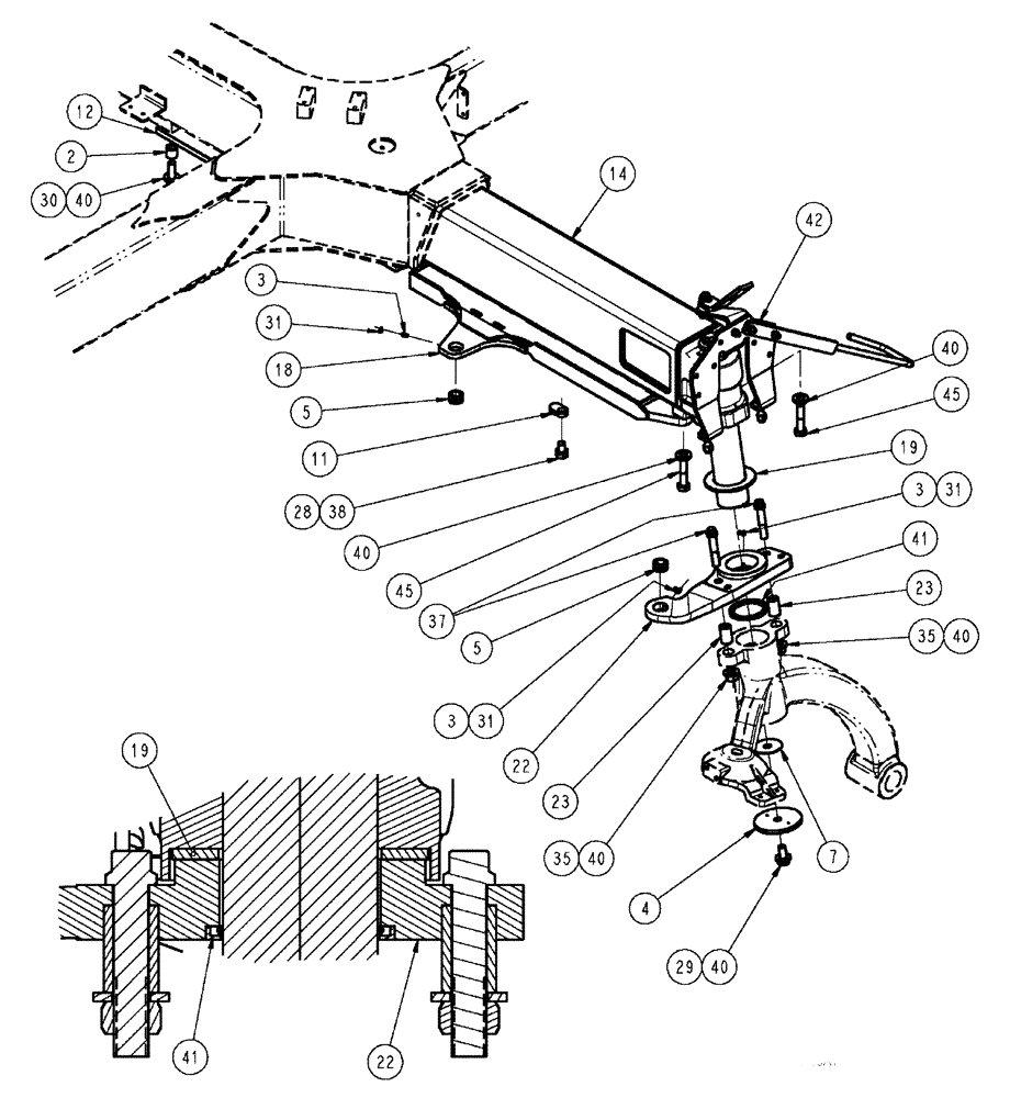 Схема запчастей Case IH 3210 - (04-012) - AXLE GROUP, STEER, RF Suspension & Frame