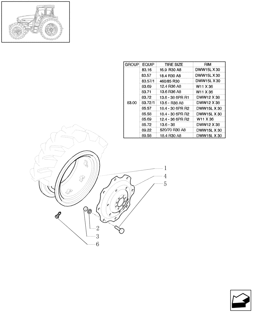 Схема запчастей Case IH JX1070U - (83.00[02]) - RIM (DRIVE WHEELS) (11) - WHEELS/TRACKS