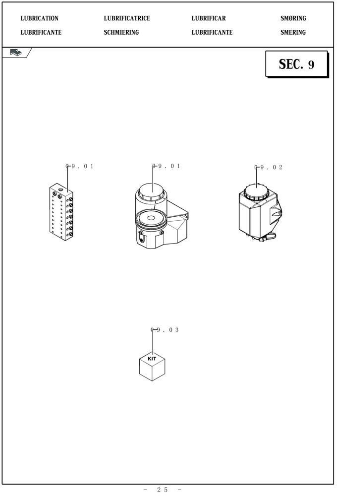 Схема запчастей Case IH LBX332R - (09.00[01]) - PICTORIAL OVERVIEW 1/1 - LUBRICATION (09) - LUBRICATION