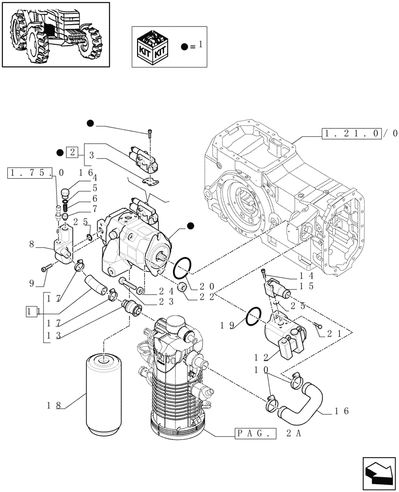 Схема запчастей Case IH MAXXUM 140 - (1.32.8/02[01A]) - PUMPS FOR HYDRAULIC SYSTEM AND LIFT (113 L/MIN) - D6562 (VAR.390835-391835 / 743744) (03) - TRANSMISSION