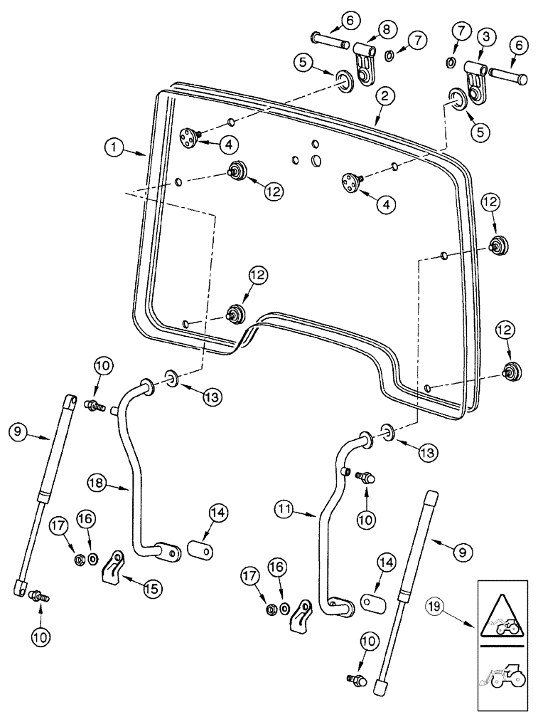 Схема запчастей Case IH CX80 - (09-25) - OPENING WINDSHIELD (09) - CHASSIS/ATTACHMENTS