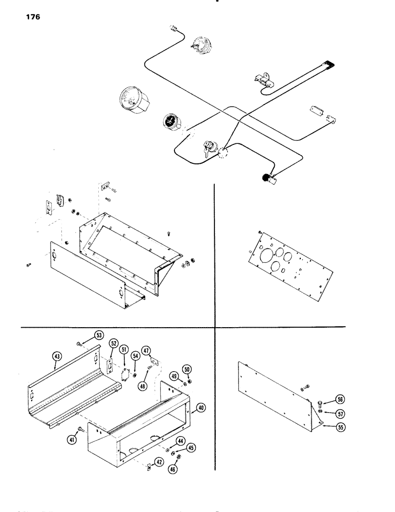 Схема запчастей Case IH 451BDT - (176) - INSTRUMENTS, COMPARTMENT & PANEL, STANDARD GAUGES, REAR PANEL OR FUEL TANK B OR C, D OR E, F (04) - ELECTRICAL SYSTEMS