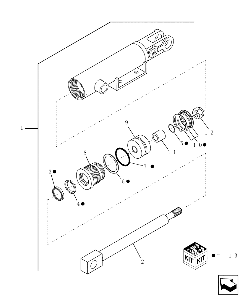 Схема запчастей Case IH WD1203 - (07.05[2]) - CONTROL, PROPULSION, HYDRAULIC CYLINDER COMPONENTS (07) - HYDRAULICS