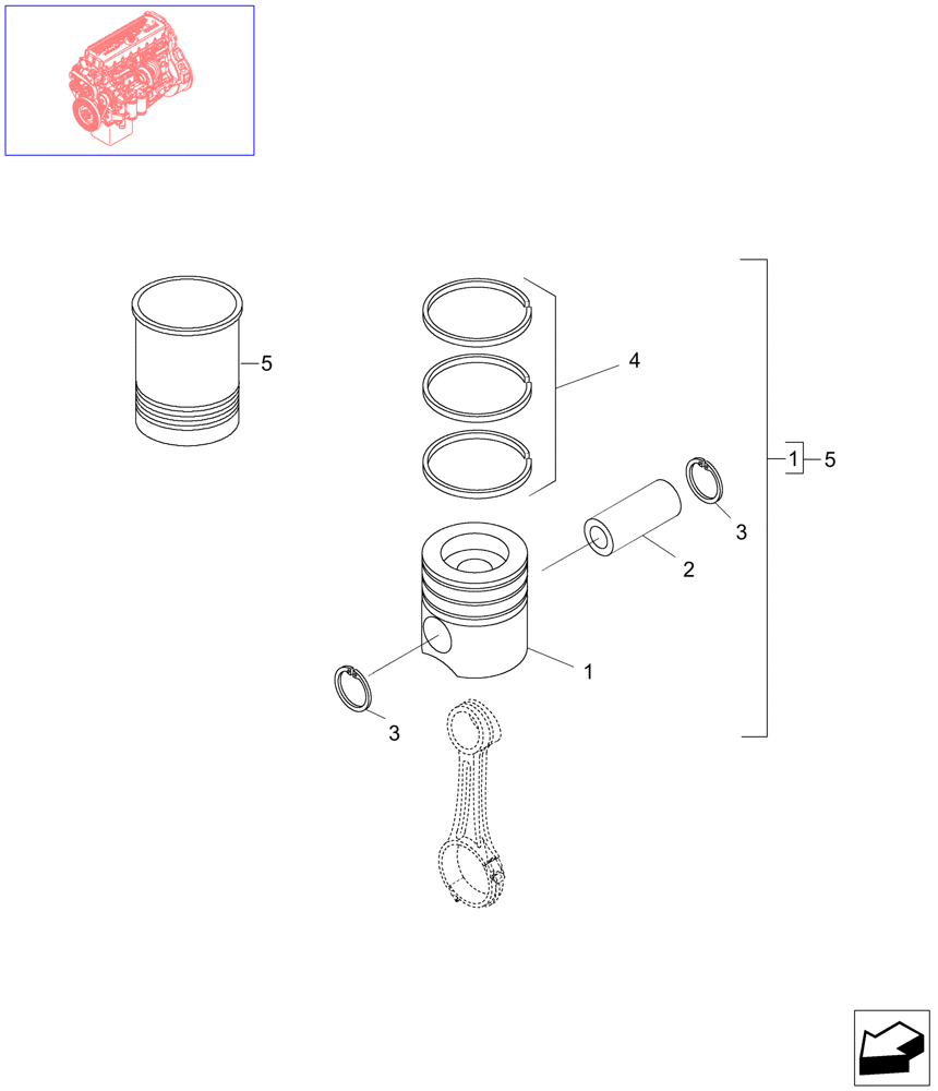 Схема запчастей Case IH STEIGER 385 - (02-40) - PISTON - ENGINE, STEIGER 385 / 435 & 485 (02) - ENGINE