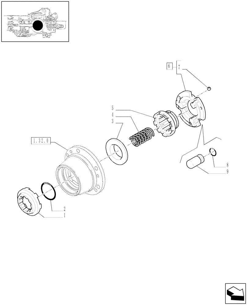 Схема запчастей Case IH MAXXUM 110 - (1.32.6) - MECHANICAL DIFFERENTIAL LOCK (03) - TRANSMISSION