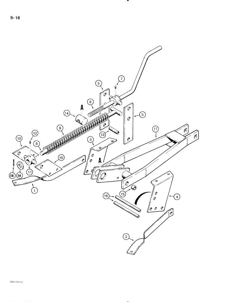 Схема запчастей Case IH 370 - (9-18) - SPRING CUSHIONED HITCH (09) - CHASSIS/ATTACHMENTS